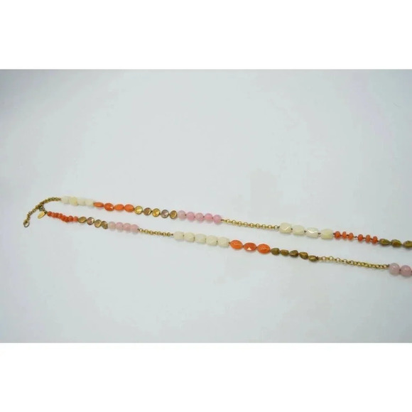 Talbots Gold Tone Pink Orange White Polished Stone - Picture 7 of 7